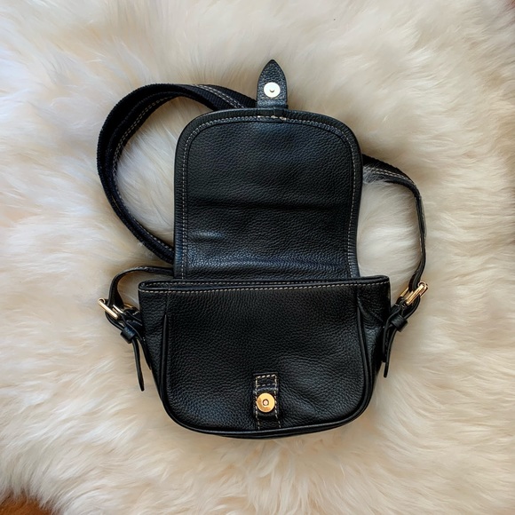 Soft Leather Crossbody Bag with Forget-Me-Not Beaded Patch - Picture 3 of 13